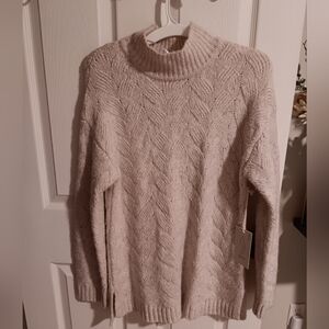 Joie Speckled Cream Cable Mock Neck Knit Sweater. Medium NWT